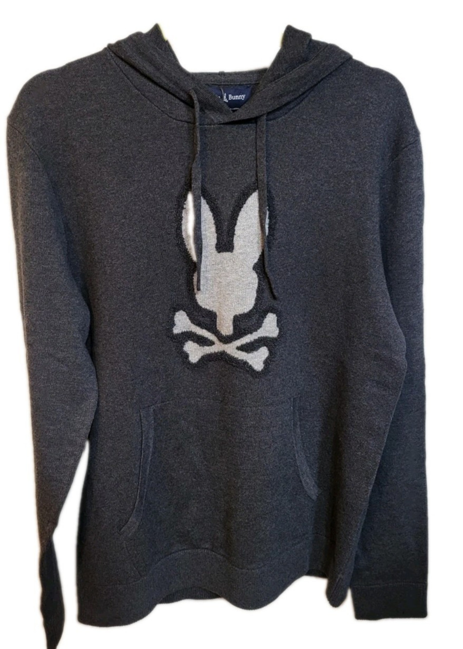 Psycho Bunny M Bunny Crossbones Intarsia Knit Hooded Sweater – Heather Storm
